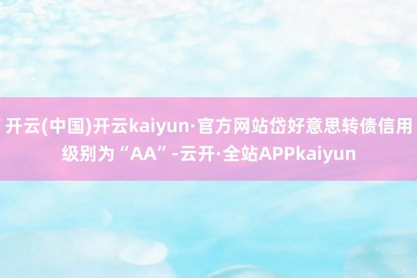 开云(中国)开云kaiyun·官方网站岱好意思转债信用级别为“AA”-云开·全站APPkaiyun