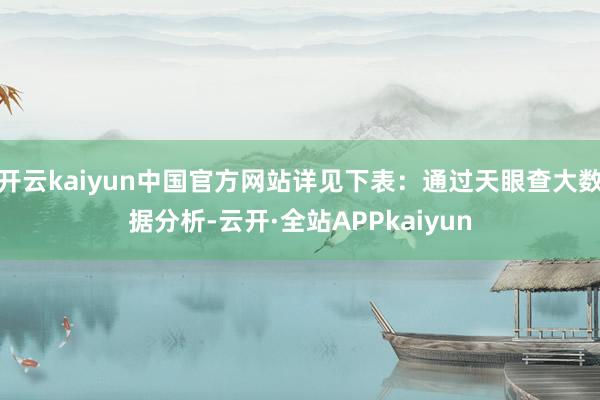 开云kaiyun中国官方网站详见下表：通过天眼查大数据分析-云开·全站APPkaiyun